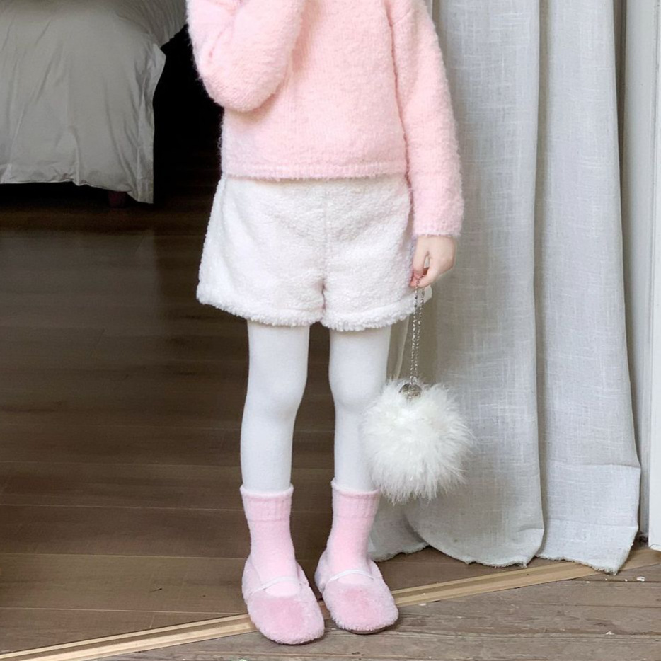 女童短裤2025冬季新款毛绒短裤韩国童装羊羔绒半裤子韩系秋冬装新