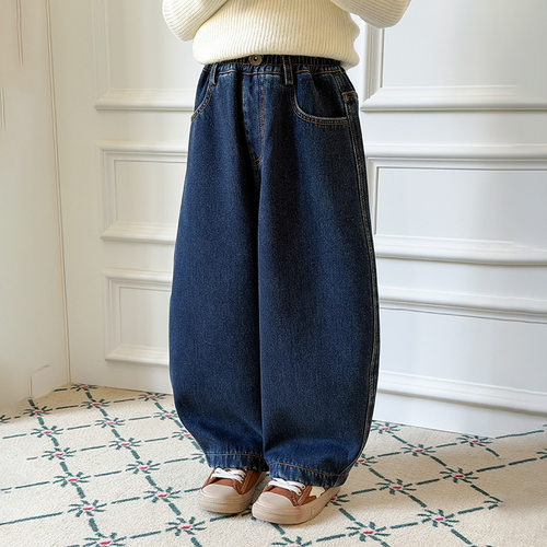 【加绒】冬季新款儿童加厚保暖复合180g奥粒绒复古休闲弯刀牛仔裤