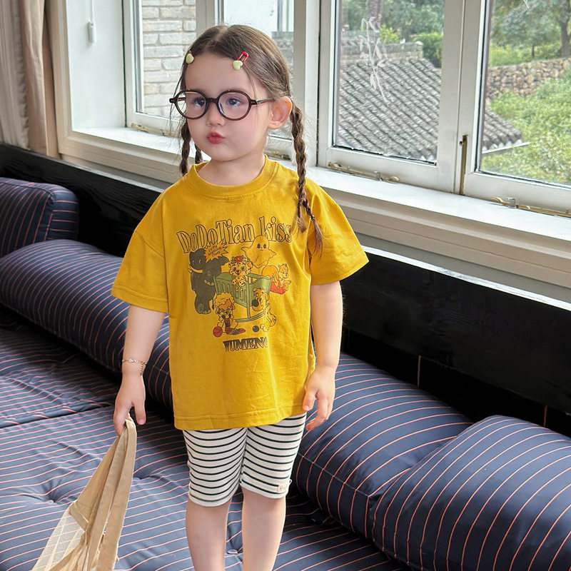 女童短袖T恤夏装2026新款儿童夏季卡通体恤宝宝夏款韩版半袖上衣