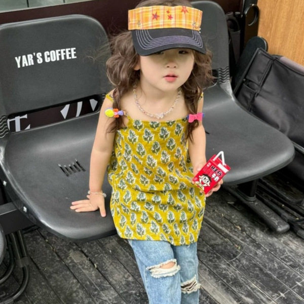 女童连衣裙儿童裙子夏装2026新款女孩超好看碎花连衣裙破洞牛仔裤