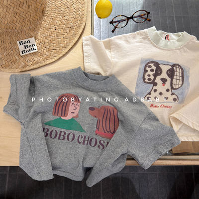 2026童装夏季儿童韩版活性印花女童短袖T恤夏装男童打底衫7230新