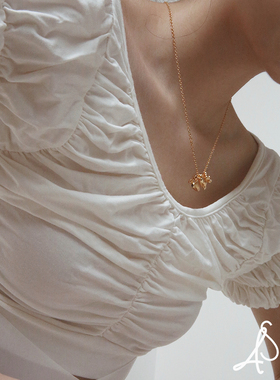 La Serenidad原创小众手工设计黑晶石螺旋曲线光泽纹理个性项链