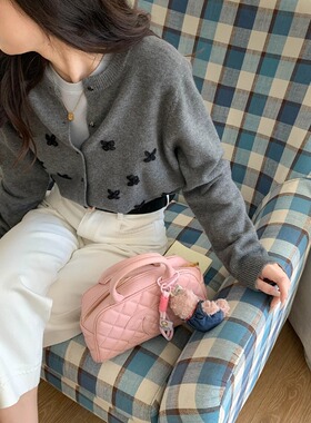 Chic Studio 秋颂日记 韩系花朵刺绣圆领宽松针织开衫