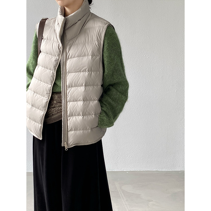 韩版立领排骨羽绒服马甲女2025爆款超好看90白鸭绒外套6377