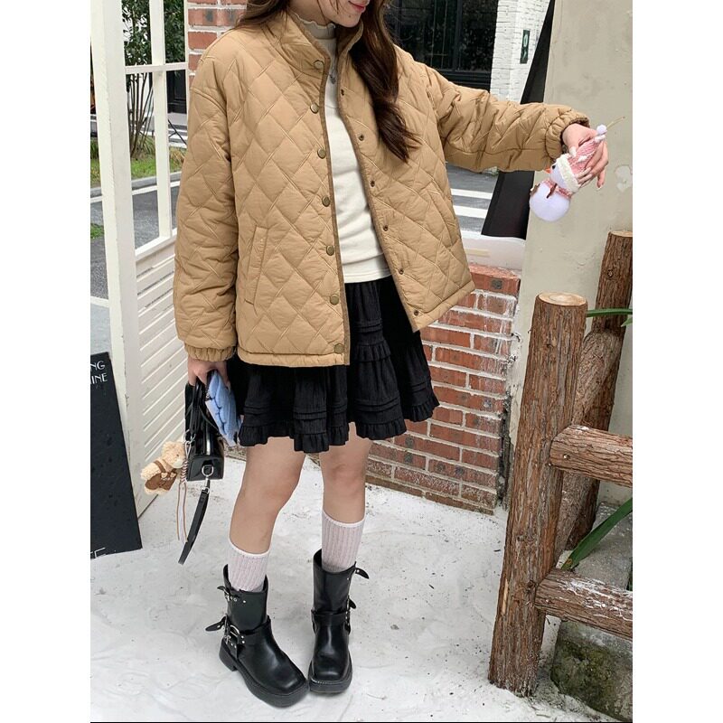 冬天小暖炉 立领两面穿菱格绗缝棉服外套ZY3563