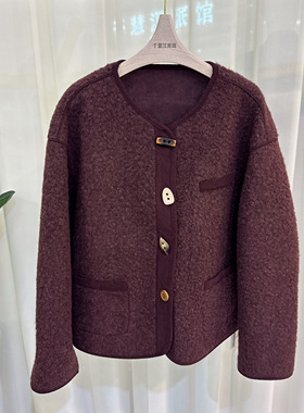 MDW621601时尚毛呢外套女短款气质上衣显瘦百搭2026春季专柜同款