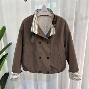 25W378时尚棉服外套女短款保暖上衣气质夹克显瘦2026春季专柜同款