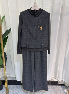 5Q0791时尚套裤女马甲小衫裤子三件套气质百搭2025冬季专柜正品