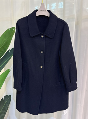 99857时尚双面羊毛大衣女100%羊毛长款外套百搭2025冬季专柜正品