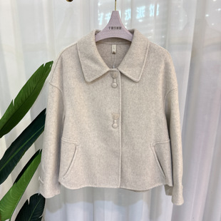 专柜正品 气质显瘦百搭2025冬季 双面羊毛大衣女短款 DFSS8022时尚