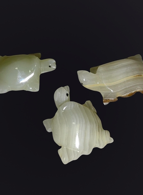 九卿 天然玉石乌龟长寿龟龙头龟玉雕可爱摆件创意家居孩子送礼