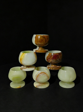 巴基斯坦天然玉石高端家用白酒杯小酒杯套装轻奢小摆件复古设计