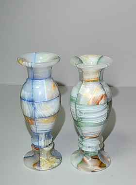 手工制作巴基斯坦玉石花瓶摆件客厅插花装饰品高级感轻奢绿色花器