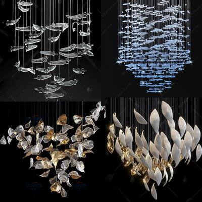 定制酒店宴会厅沙盘工程吊灯别墅会所餐厅大堂包间艺术玻璃造型灯