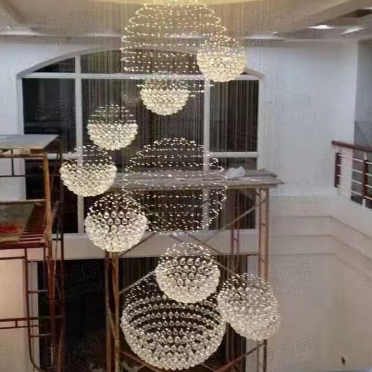 中山灯具复式楼长吊灯别墅豪华水晶灯酒店大厅灯客厅中空楼梯长吊