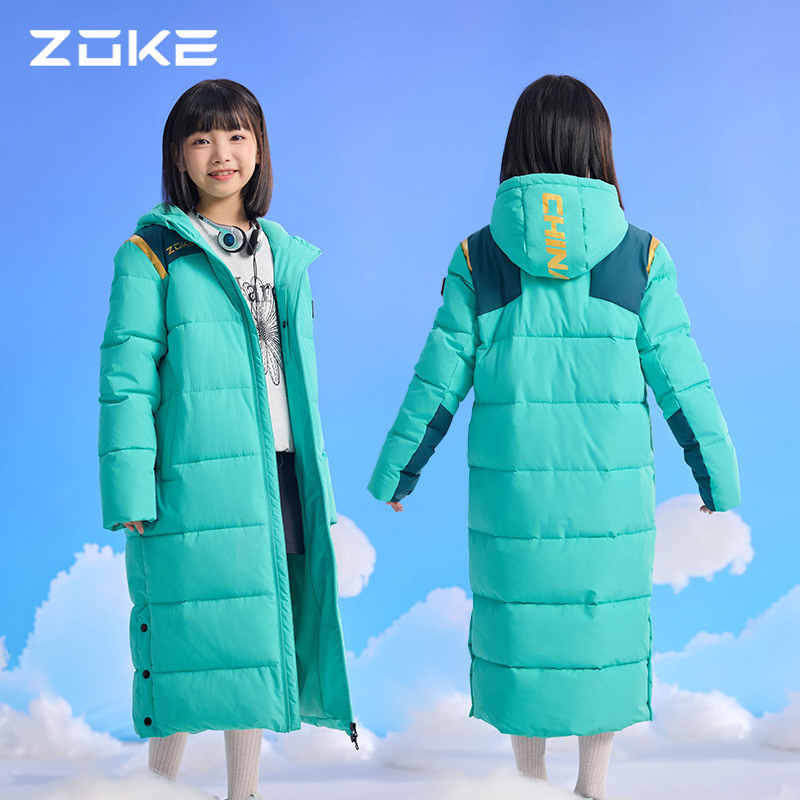 zoke洲克棉服儿童2025新款青少年训练成人秋冬游泳加绒保暖加长