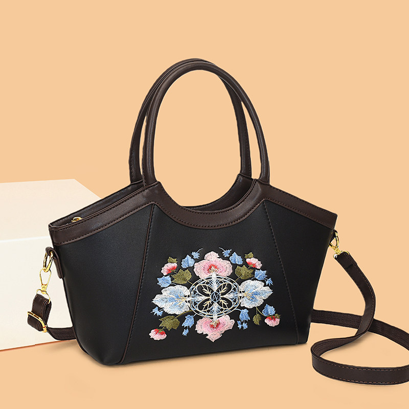 品牌正品中国风刺绣花朵手提包女2026新款气质中年妈妈单肩斜挎包