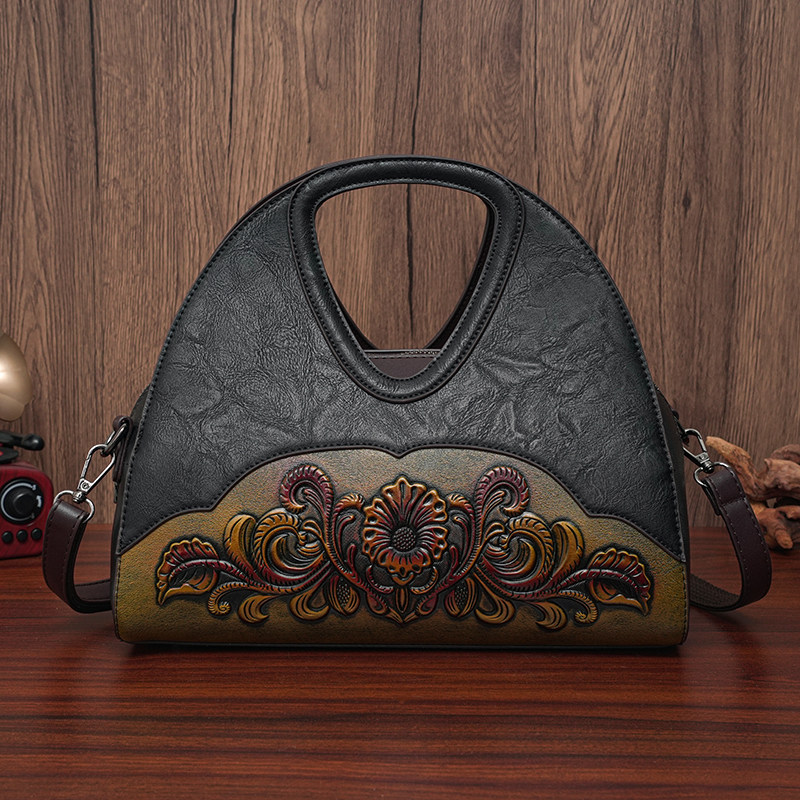 品牌正品复古中国风手提包2025新款中年妈妈单肩斜挎波士顿枕头包