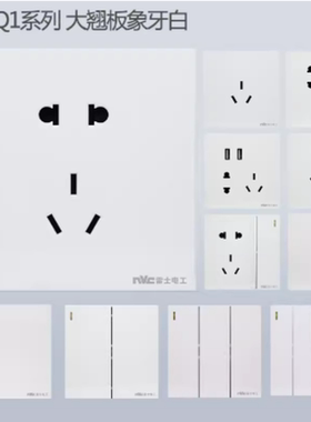雷士开关插座面板家用86型暗装USB一开五孔多孔16a空调插座Q1白色