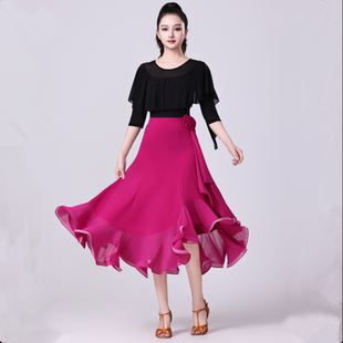 新款点帕斯中长款裙子广场舞上衣女舞蹈服新款交谊舞双人舞演出服