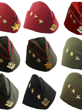水兵舞帽子红色军绿色黑色吉特巴帽子广场舞配件百搭新款五角星帽