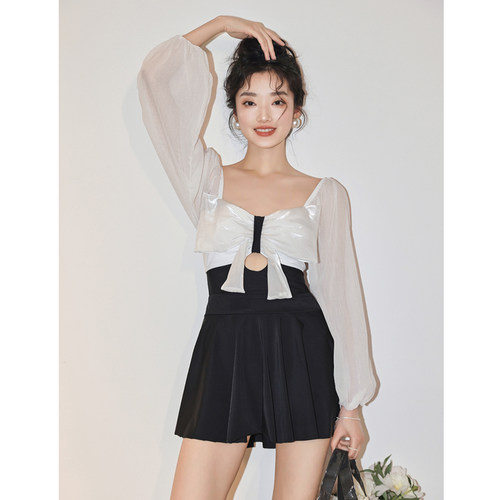 金珠泳衣女夏2023新款纯欲风性感连体裙式保守显瘦遮肚高级感泳装 - 封面