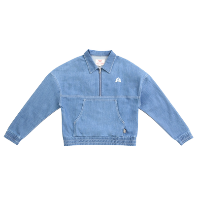 第五街潮流套头长袖牛仔衬衫