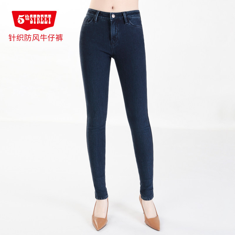 第五街修身牛仔裤加厚加绒114886