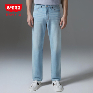 315353 休闲直筒宽松复古浅色牛仔裤 233M3 street男装 第五街5th