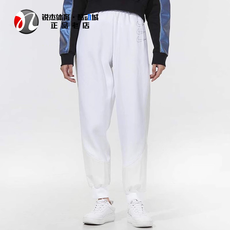 耐克Nike 女款加绒三勾时尚潮流休闲运动收口长裤DD5130-100