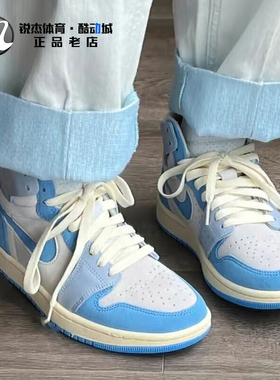 耐克Nike Air Jordan 1 Zoom CMFT 2灰紫女高帮复古篮球鞋 DV1305