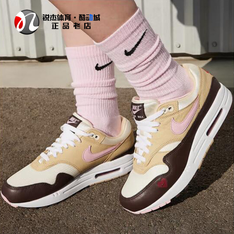 耐克Nike AIR MAX 1 87女粉棕色情人节缓震运动休闲鞋FZ4346-200