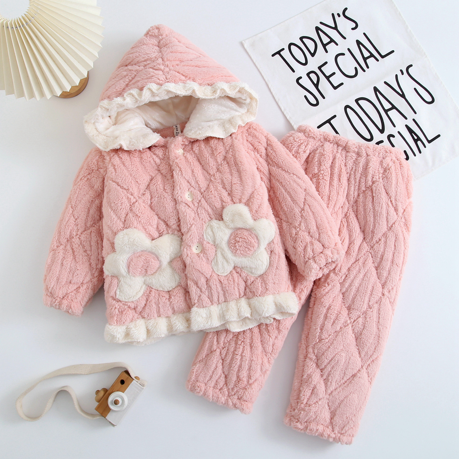 儿童冬季三层夹棉加厚法兰绒家居服套装女孩小宝宝珊瑚绒保暖睡衣,童装/婴儿装/亲子装,家居服套装,淘宝优惠券,粉丝福利购,淘宝优惠卷