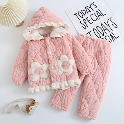 儿童法兰绒家居服套装冬季