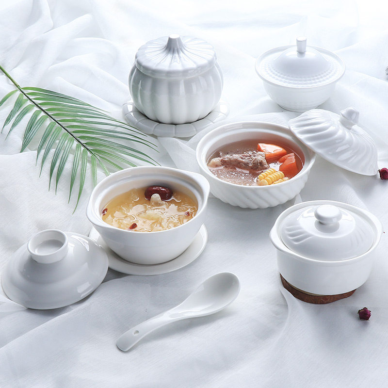 中式炖盅商用餐厅燕窝鱼胶炖盅一人份银耳甜品陶瓷有盖碗沙县汤盅
