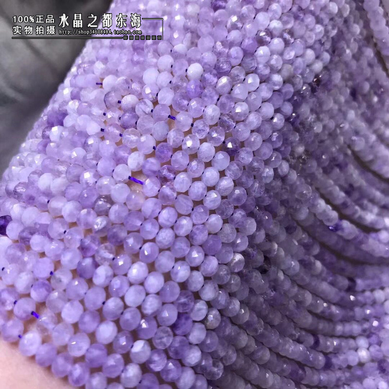 천연 크리스탈 3X4MM 천연 라벤더 자수정면 처리 된 디스크 비즈 루즈 비즈 컷 코너 플랫 비즈 반제품