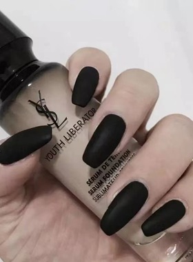 芭蕾磨砂美甲穿戴甲成品假指甲贴片哑光黑色24甲片press on nails