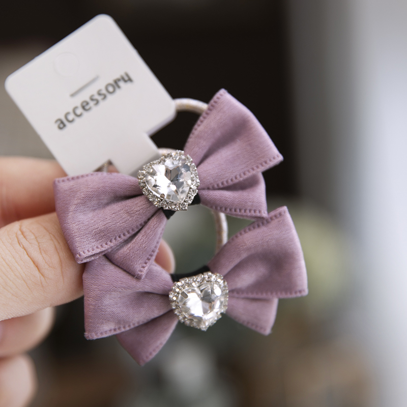 韩版儿童粉色蝴蝶结发圈超仙爱心钻马尾小皮筋宝宝扎发头绳不伤发