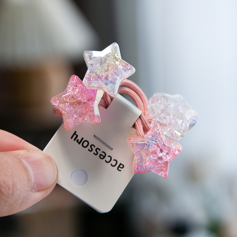 韩版女童破碎珠星星发绳马尾皮筋