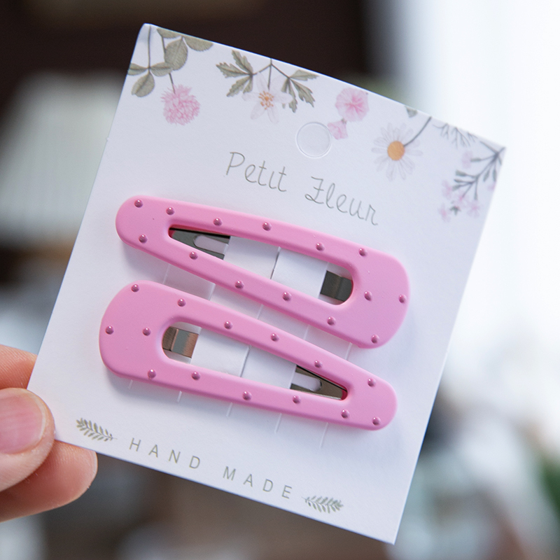 韩国儿童刘海夹彩色波点水滴夹