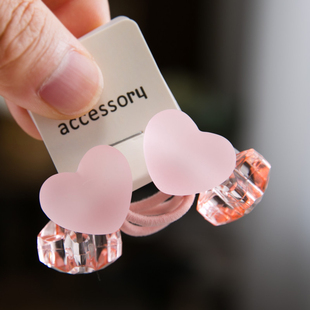 韩国进口儿童发绳可爱磨砂爱心马尾皮筋小女孩双头绕皮套宝宝头花