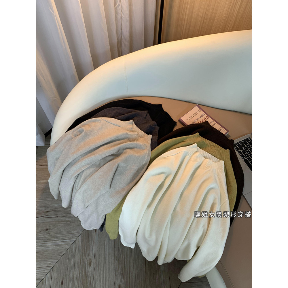 【纸片人】暴瘦直角肩半高领无缝一体绵羊毛毛衣针织长袖打底衫