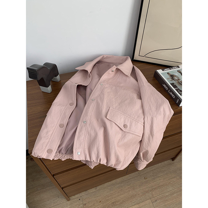 【印象秘境】韩版春装新款百搭宽松超柔哑光港式复古风皮衣女梨形