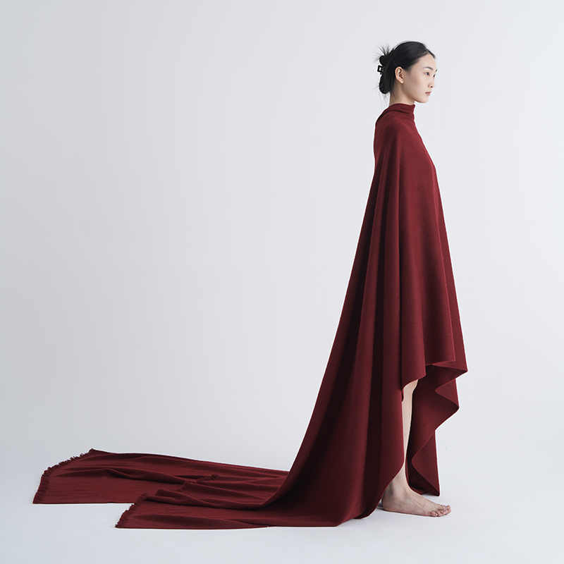 cicidream肃穆红纯羊毛大披肩