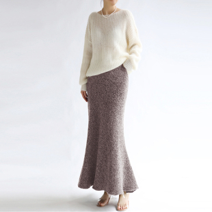 cicidream 又灵动有型秋冬灰色羊毛半身高腰鱼尾长裙 非常保暖