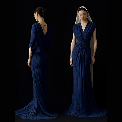 cicidream肌理棉长袍长款连衣裙