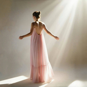 桑蚕丝 cicidream 樱花粉 蓬松浪漫大摆长裙连衣裙