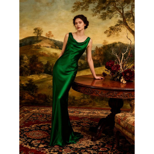 cicidream荡领超长款连衣裙