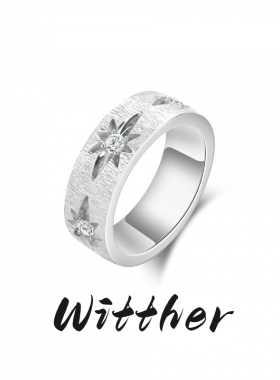 Witther原创小众设计八芒星拉丝戒指女轻奢高级感925银指环简约