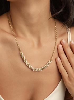 SOLDEVERANO蕃秀西班牙小众设计金色麻绳珍珠微笑项链高级感轻奢